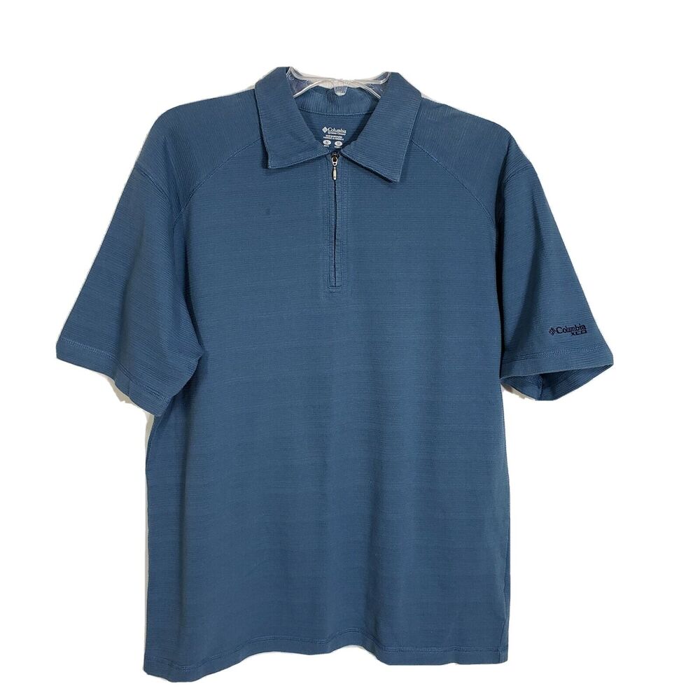 Columbia XCO Men's Shirt Medium Blue 1/4 Zip Polo Pullover Short Sleeve
